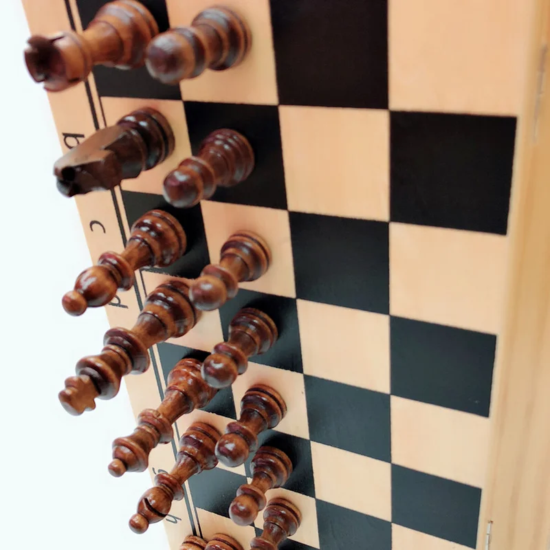 Magnetic Solid Wood Folding Chess Board Panel Wooden Printing Tablero Ajedrez Profesional Entertainment Checkers & Chess
