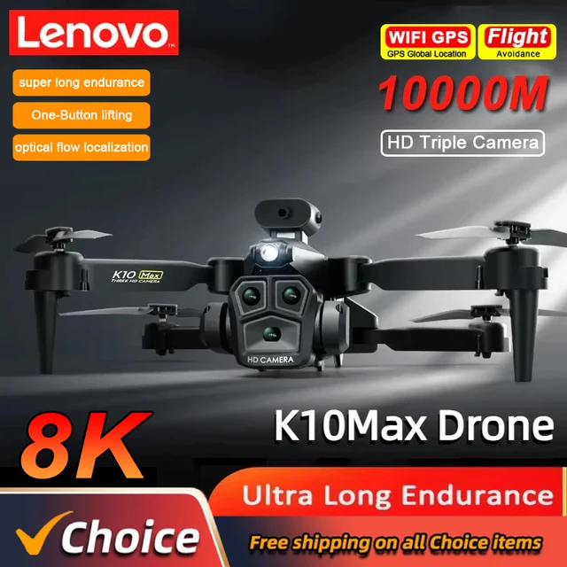 Lenovo K10Max Drone 8K Professinal Three Camera Optical Flow Localization Four-way Obstacle Avoidance RC for Adults Child Toys 1
