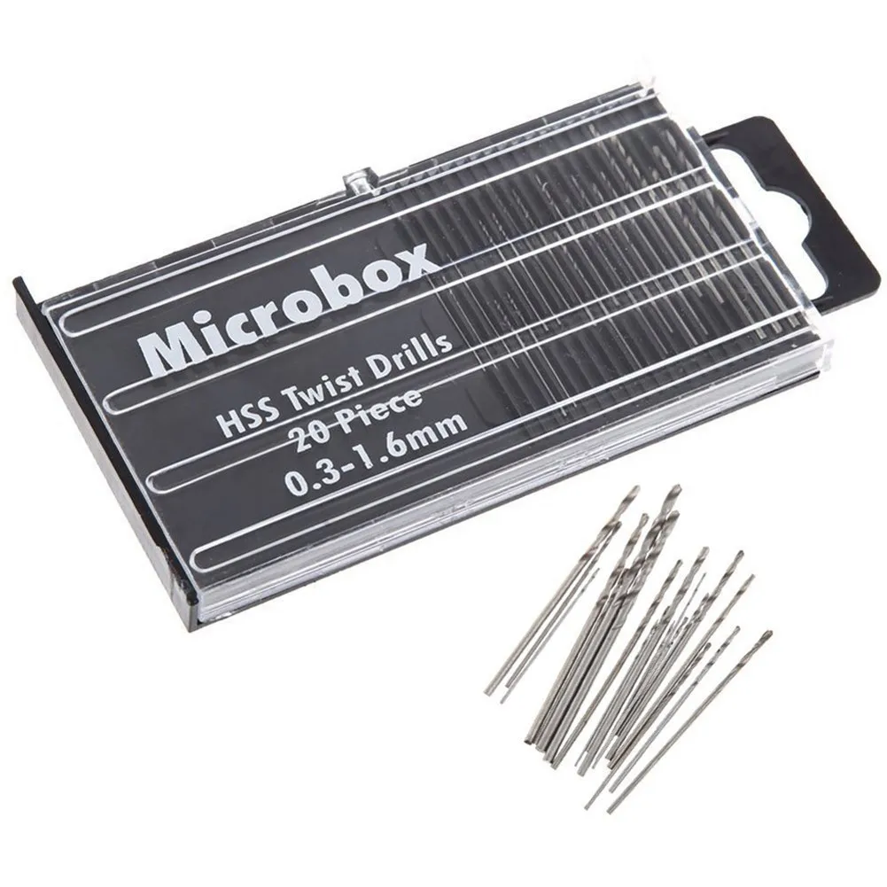 

20Pcs Drill Bits 0.3-1.6mm Mini drill tool set HSS Spiral Micro Drill Full Grinding Ferramentas Equipment Tools Twist Drilling
