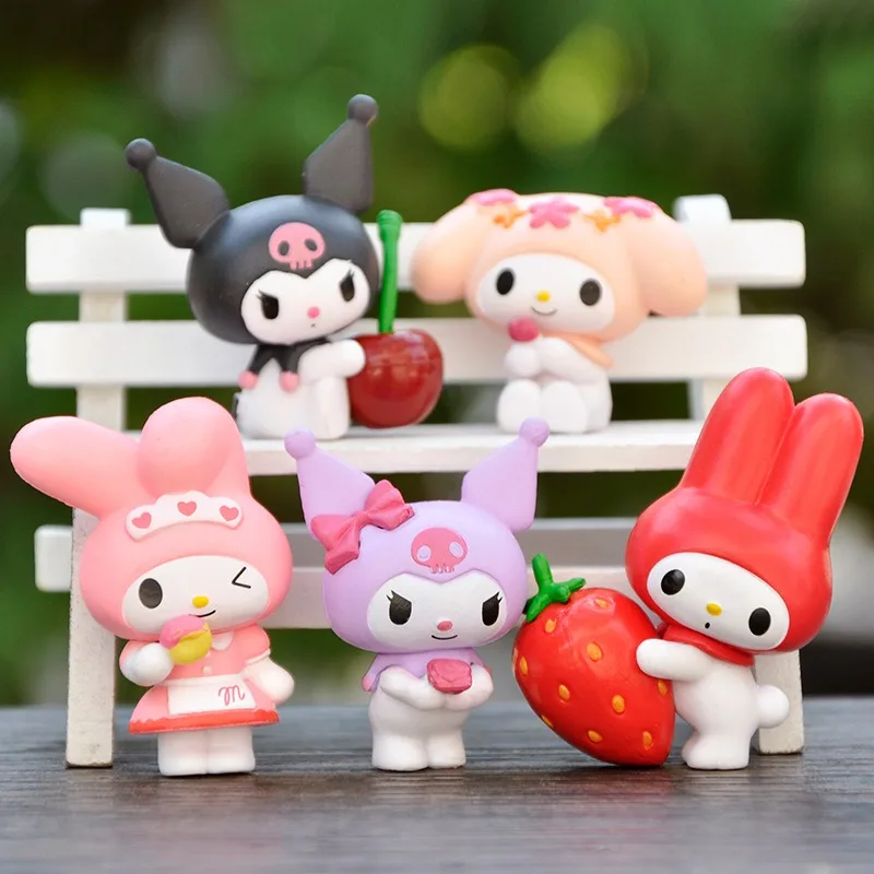

Sanrio Kuromi Decoration Dolls Anime Figure My Melody Cute Toys Q Figural Car Desk Cake Decoration Model Children Birthday Gifts
