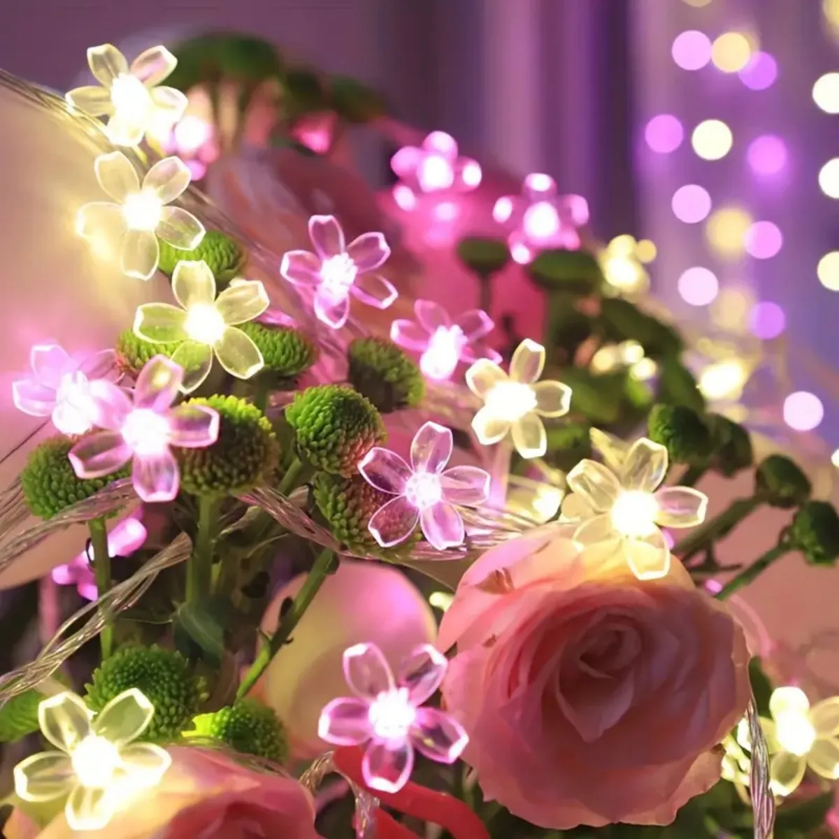 1pc LED Cherry Blossom String Lights Fairy LED Lights Girl Heart Indoor Decorative String Lights For Home Garden Lawn Decoration