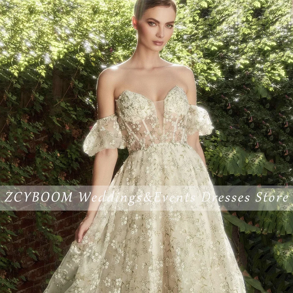 Charming Sweetheart Flowers Open Back Evening Dress 2024 Boho A-Line Tea Length Tulle Zipper Custom Made Cocktail Prom Dress