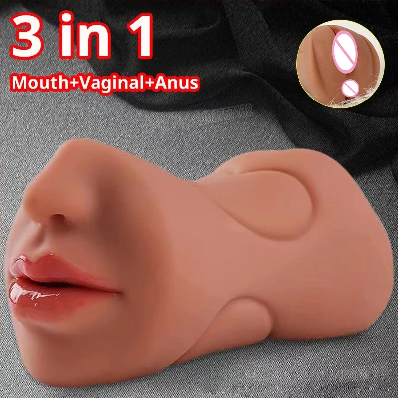 

Mouth for Masturbation Cup Men Pussy 3 in 1 Masturbator for Male Masturber Man Mens Masturbrator Pusssy toy Vagina Anus Pocket