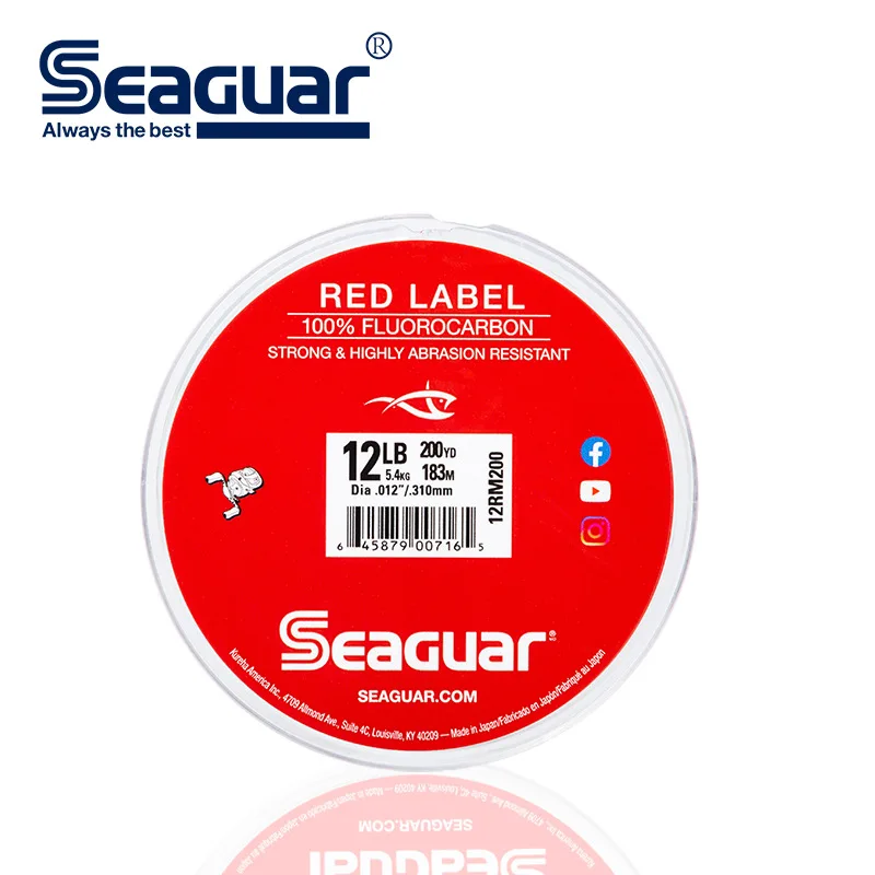 SEAGUAR Red LABELFLUOROCARBON Line 4LB-20LB Original Japan fishing line 183m 2023  New upgraded packaging 2