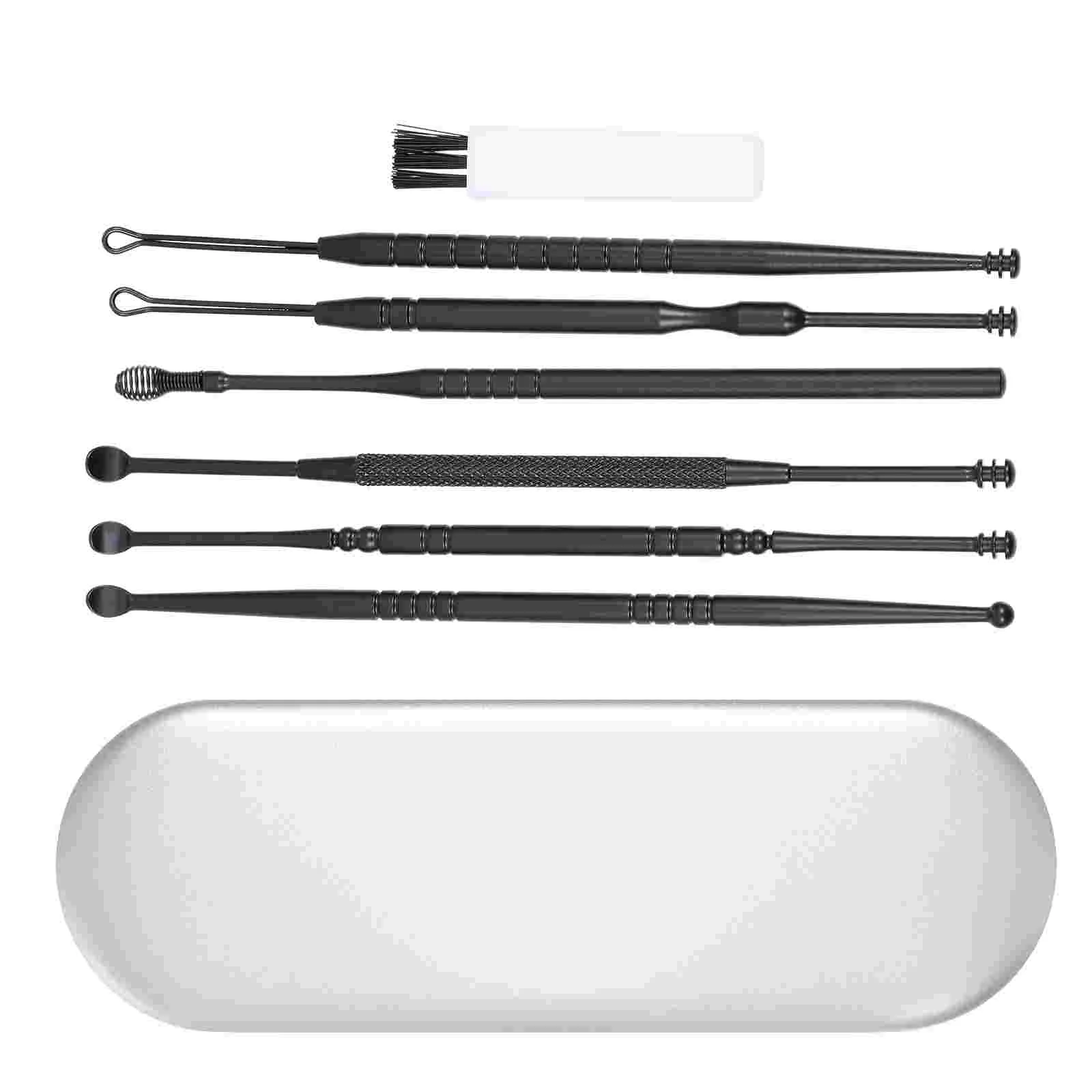 Toothpick Case Stainless Steel Ear Spoon Headset Wax Remove Tool Cleaning Kit Silver Professional Earwax Scoops Man 2