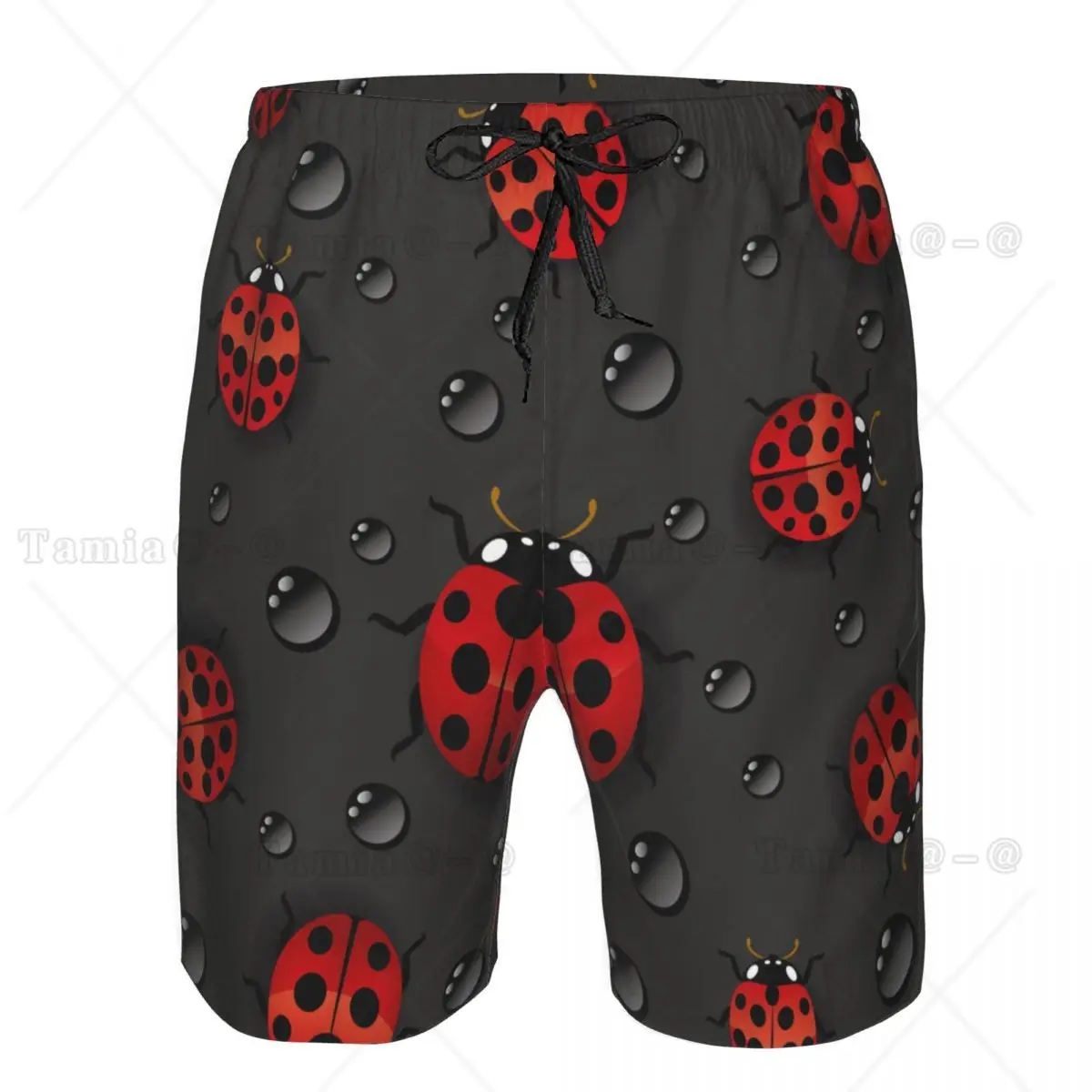 

Mens Swimwear Swim Short Trunk Red Ladybugs With Water Drops Beach Board Shorts Swimming Surffing shorts