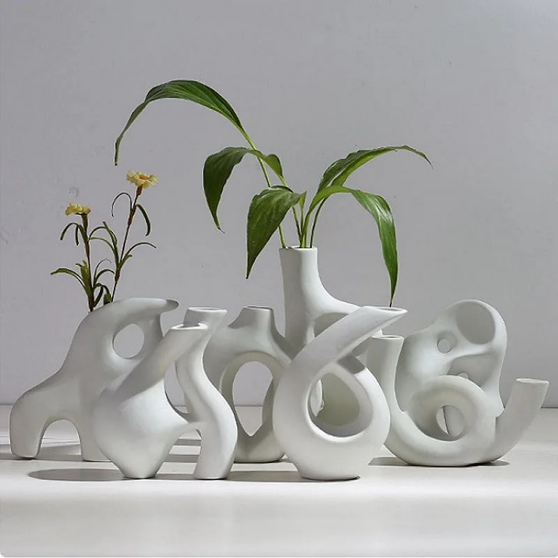 

Abstract Art Ceramic Vase Nordic Minimalist Decoration Flower Arrangement Creative Living Room TV Cabinet Desktop Decoration