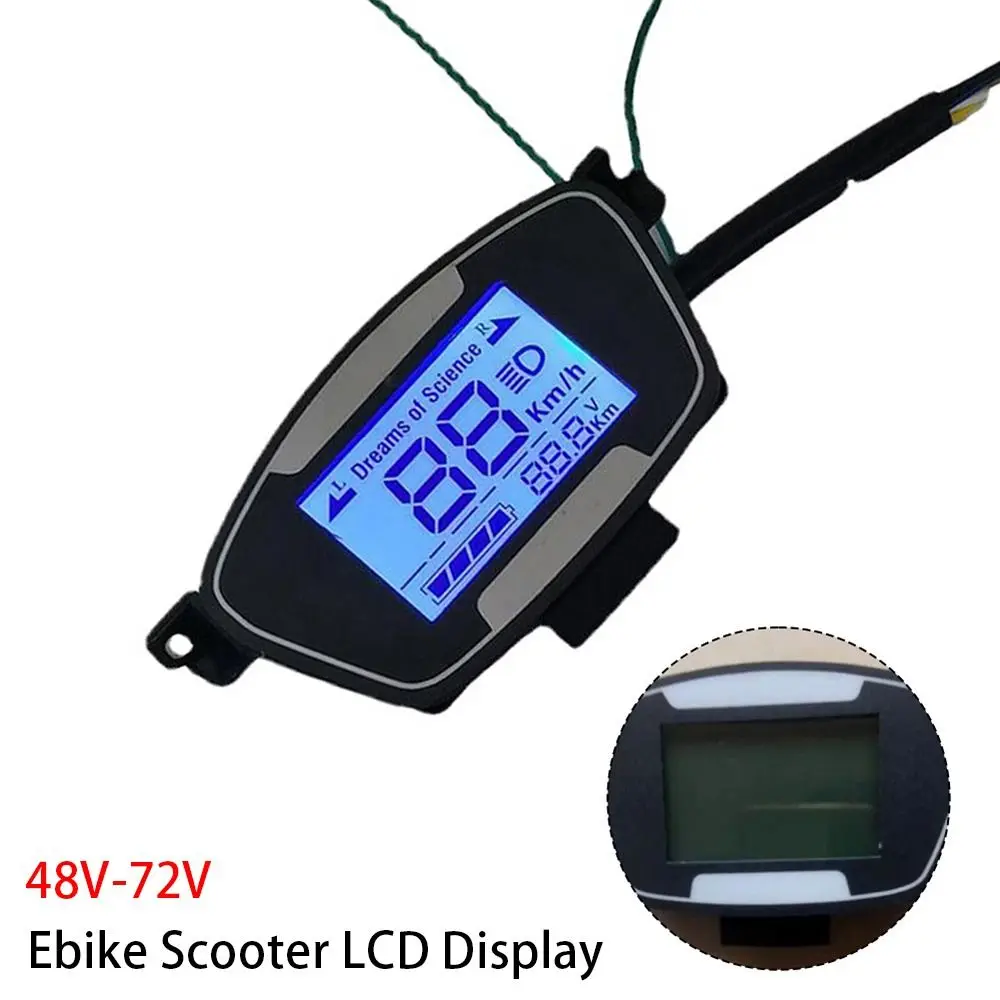 1Pcs 디스플레이 액세서리 Ebike 스쿠터 LCD 디스플레이 48-72V 6Pin 모터 속도계 화면(전기 자전거 E-Bike용 케이스 포함)