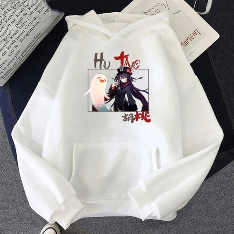 

Kawaii Hoodie Aesthetic Loose Hu Tao Pocket Genshin Impact Printed Harajuku Clothing Casual Streetwear Men Women Sweatshirts