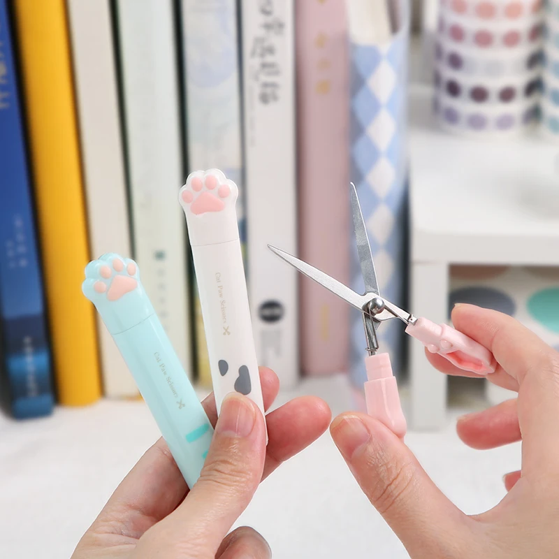 Cute Multifunctional Stainless Steel Hand Scissors Mini Portable Kawaii Cat Paw Art Scissors School Stationery Novelty 1PCS stationery scissors portable scissors cutter