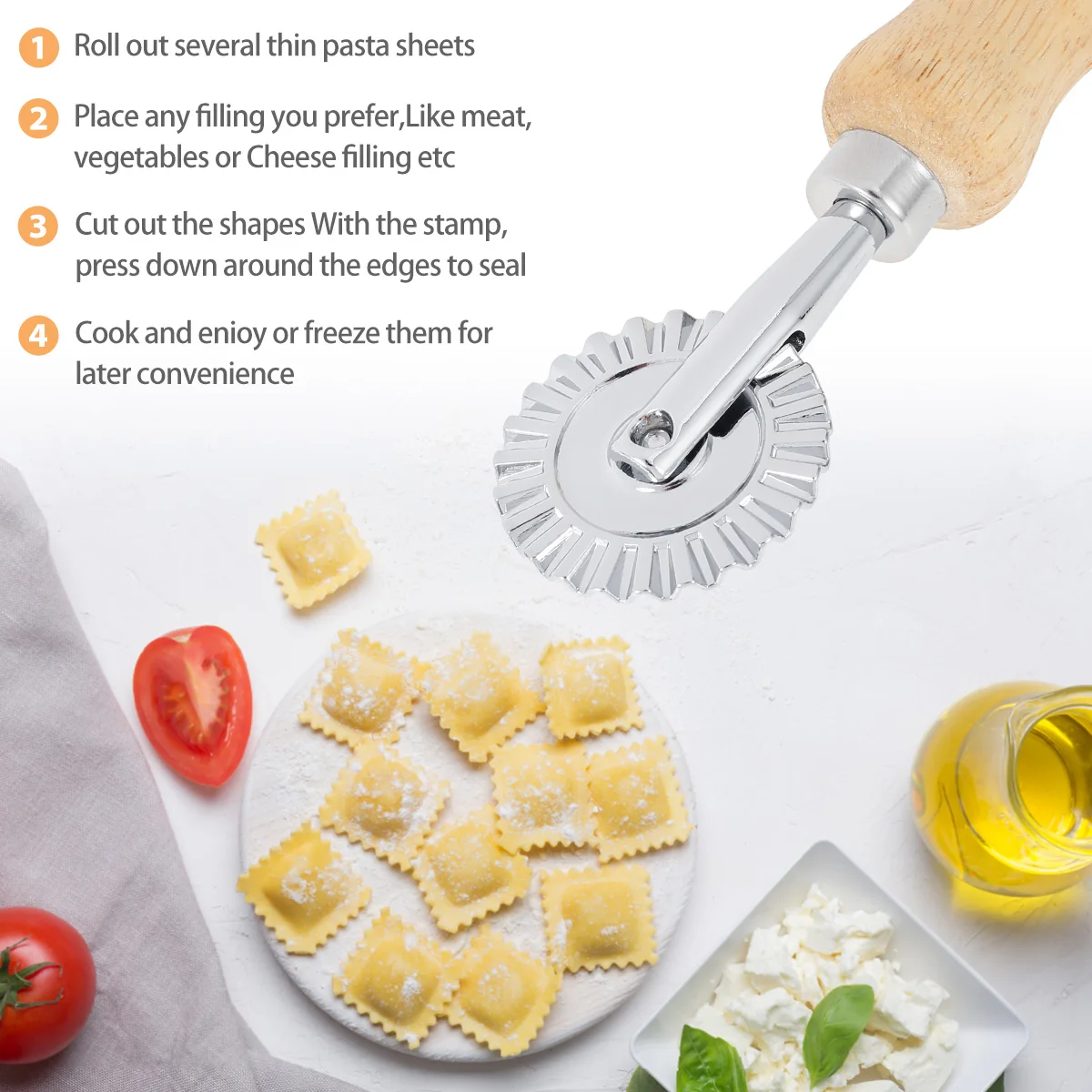Description Picture 3 of itemPastry Wheel Cutter Stainless Steel Round Pizza Cutting Wheel Tools Home Pizza divider Kitchen Gadgets Baking Cutting Tools