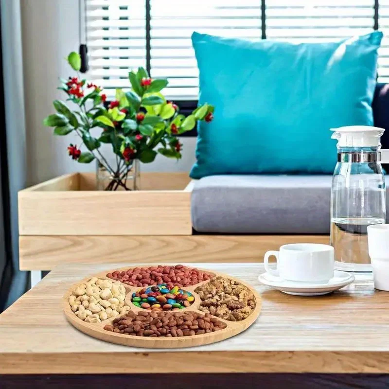 1pc Nut Platter Candy Snacks Server Dish Divided Dried Fruit Snack Plate Appetizer Serving Platter for Restaurant
