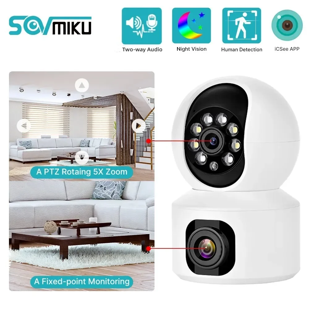 2K 4Mp Dual Lens Ptz Smart Wifi Telecamera Di Sorveglianza Visione Notturna Ai Auto Tracking Baby Monitor Telecamera Ip Di Sorveglianza Wireless
