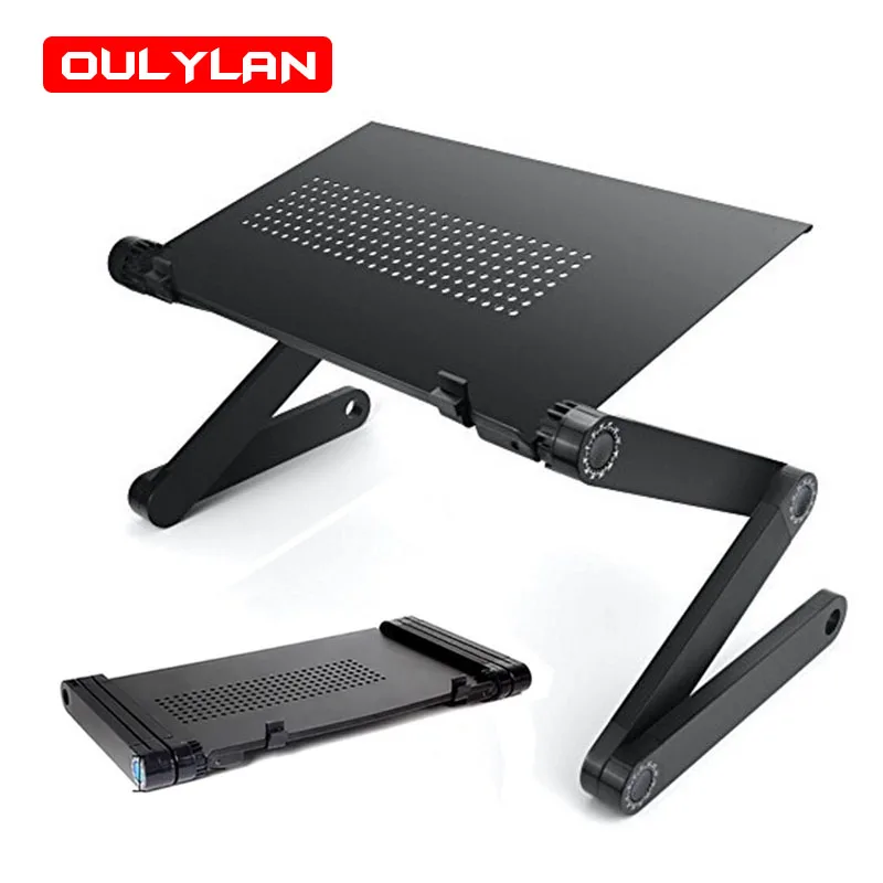 Adjustable Laptop Desk Stand Portable Aluminum Alloy Lapdesk For TV Bed Sofa PC Notebook Table