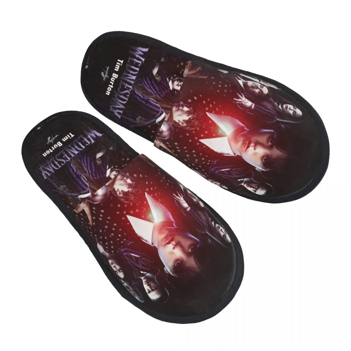 

Custom Wednesday Addams Soft Memory Foam House Slippers Women Tv Show Cozy Warm Anti-skid Sole Slipper