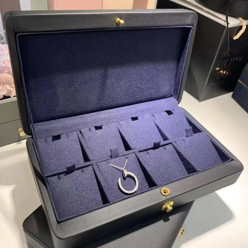 Leather Jewelry Box Organizer for Women Ring Necklace Jewelry Boxes Storage Bracelet Earrings Velvet Tray Display Accessories