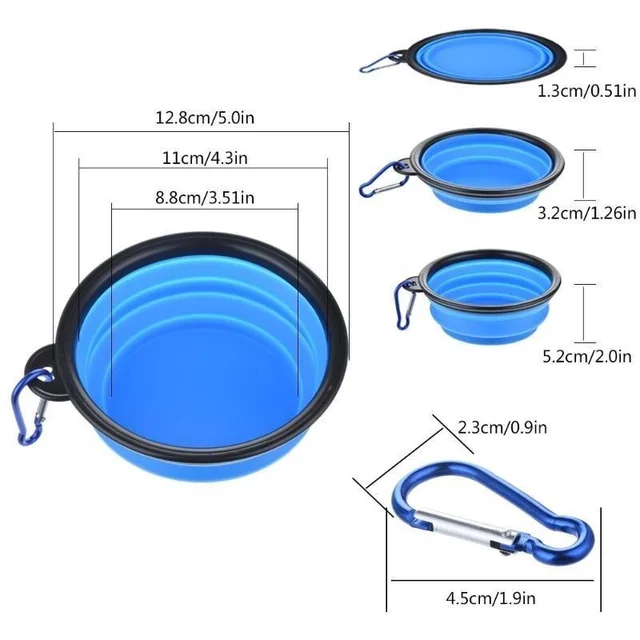 350ml Folding Portable Silicone Dog Bowl With Carabiner Outdoor Bowl Dish for Dog Pet Cat Food Water Feeding Dog Bowls 3