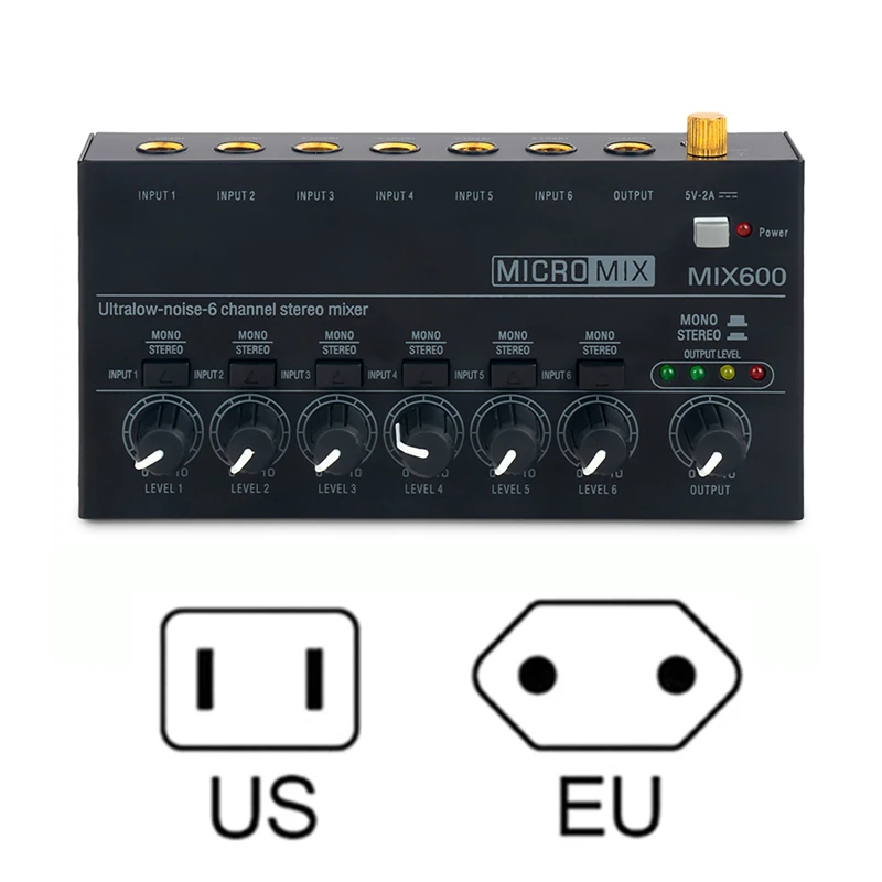 Mixer Audio Dx600 Aggiornato Mixer Mono-Audios A 6 Canali Ultra-Compatto A Basso Rumore Adatto Per Studio Domestico Live