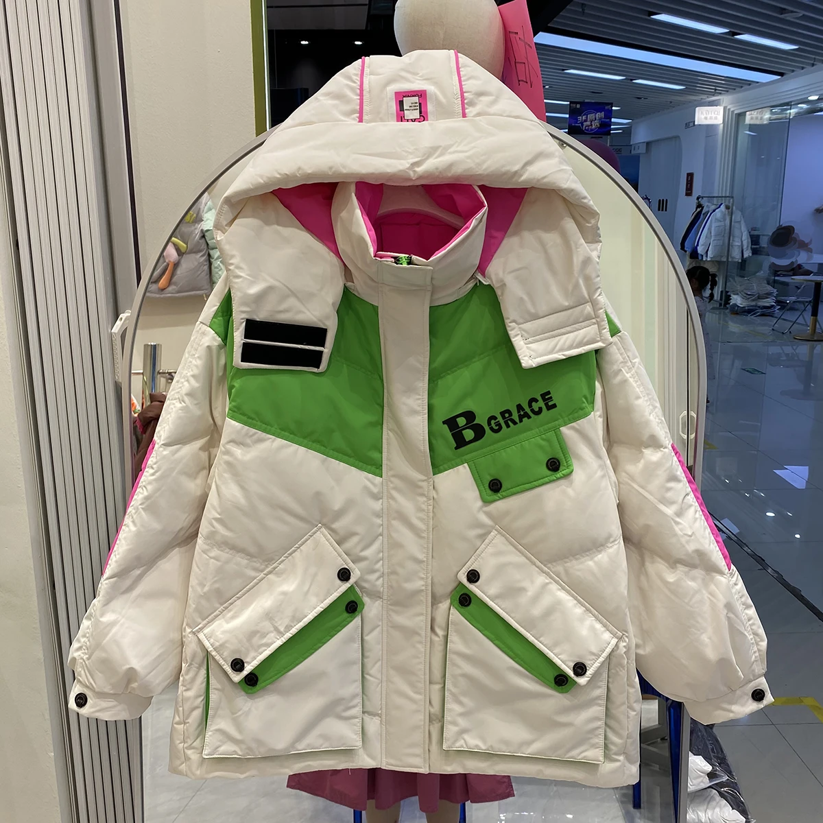 Mid-Length Down Coat Women\'s Hooded Thickened Winter Outside Warm Outwear Loose White Duck Down Jacket Female Parka 2024 New