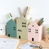 Cartoon House Wooden Pen Holder Pencil container Makeup Brush Stationery storage box Student/ Office Desktop Storage Organiser 1