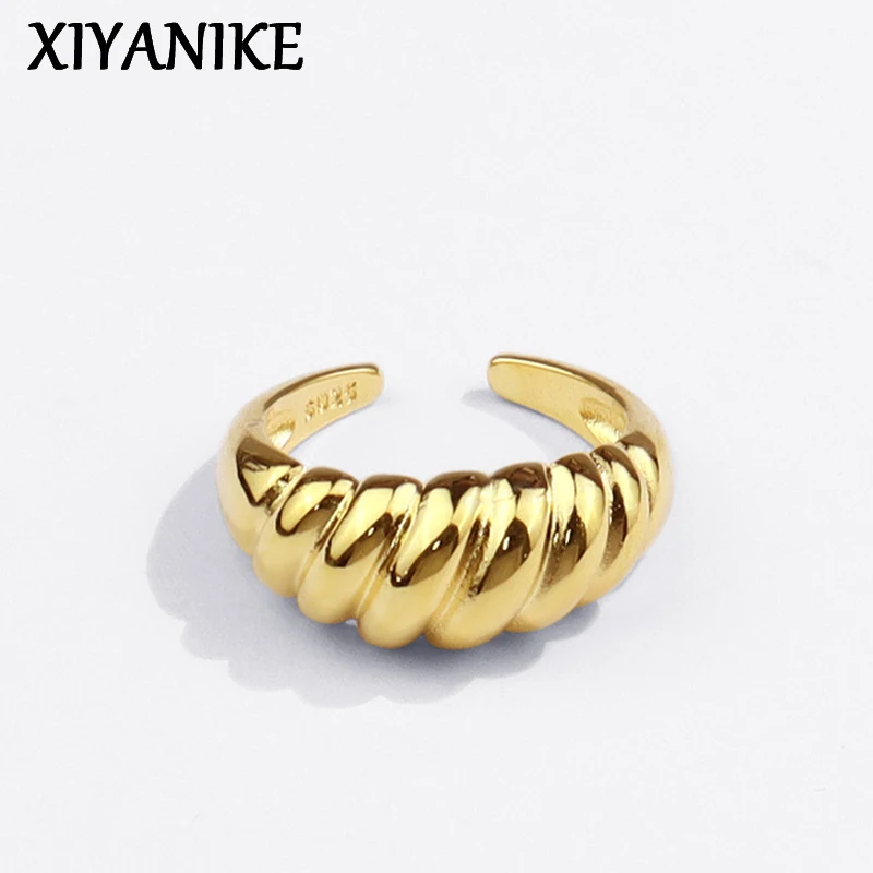 Silver Ring Oblique Thread French Ring Women Simple Opening Jewelry Prevent Allergy