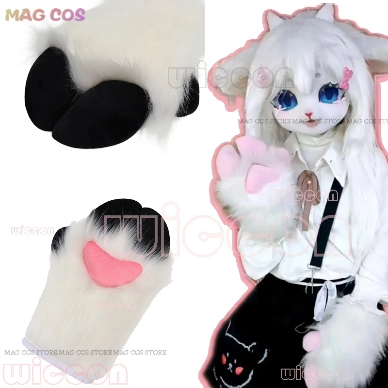 Fursuit Cosplay Paw Gloves Kigurumi Accessories Furry Kig Cosplay Sheep Trotters Handwear Animal Party Wearable