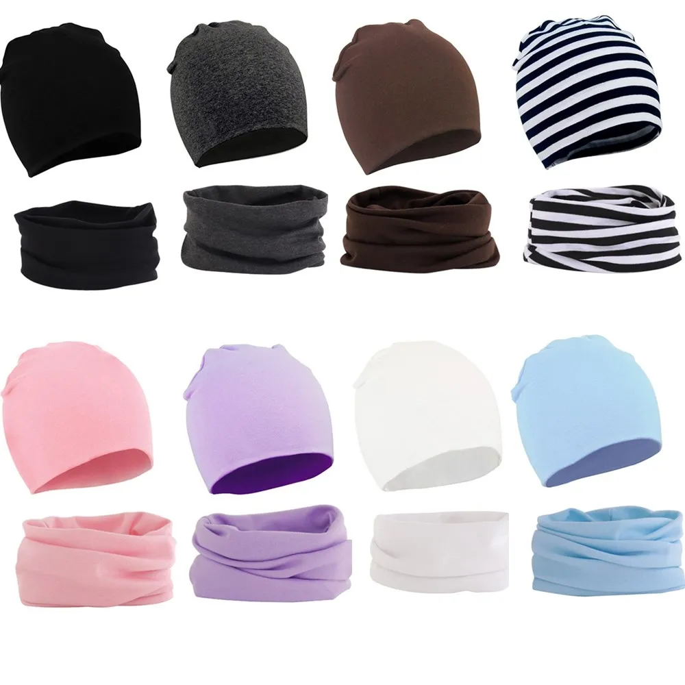 Baby hat Autumn winter 2Pcs hat scarf set Kids beanies