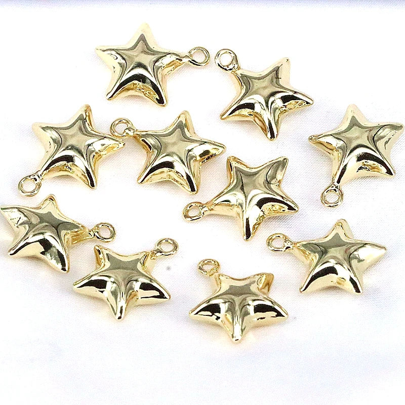 

30 шт. модные очаровательные Позолоченные очаровательные звезды, медные простые подвесные звезды, аксессуары для изготовления ювелирных изделий