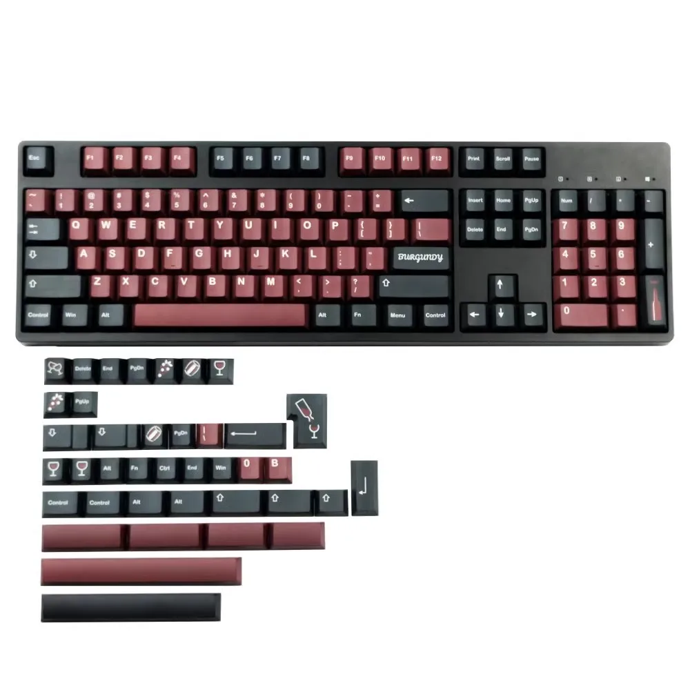 Clone Gmk Borgonha Keycaps Grupo Pbt Sublimação de Corante Perfil Cereja Interruptor mx Perfil Lightproof 142 Chaves - Imagem 2