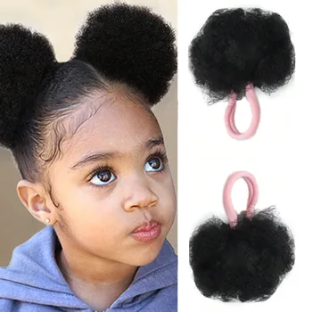 2 Pezzi Piccoli Chignon Sintetici Afro Puff, Acconciatura Riccia Crespa per Ragazze, Bambini, Neonati e Donne di Colore