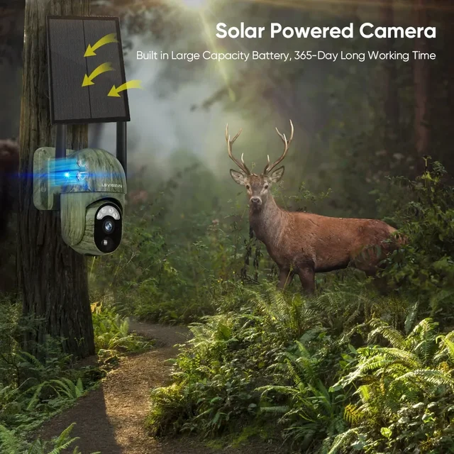 LS VISION 4MP 4G Solar Security Camera Wireless Outdoor WiFi Human/Animal Detection 2-Way Talk IP66 Waterproof Wildlife Camera 4