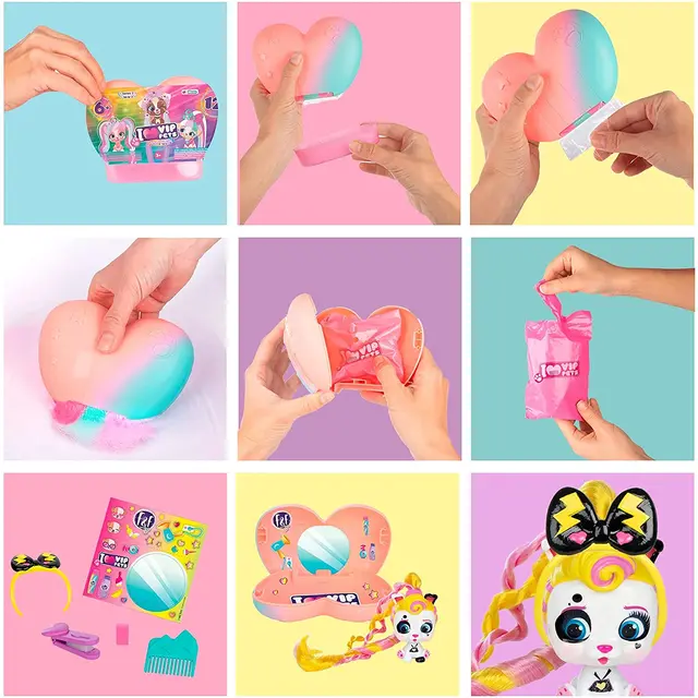 Original I Love VIP Pets Mini Fans Color Boost Suprise Hair Reveal Doll Glitter Twist Puppy Doll Children Birthday Gift Girl Toy 3