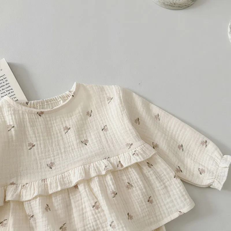 Cotton Baby Girl Floral Long Sleeve Outfit