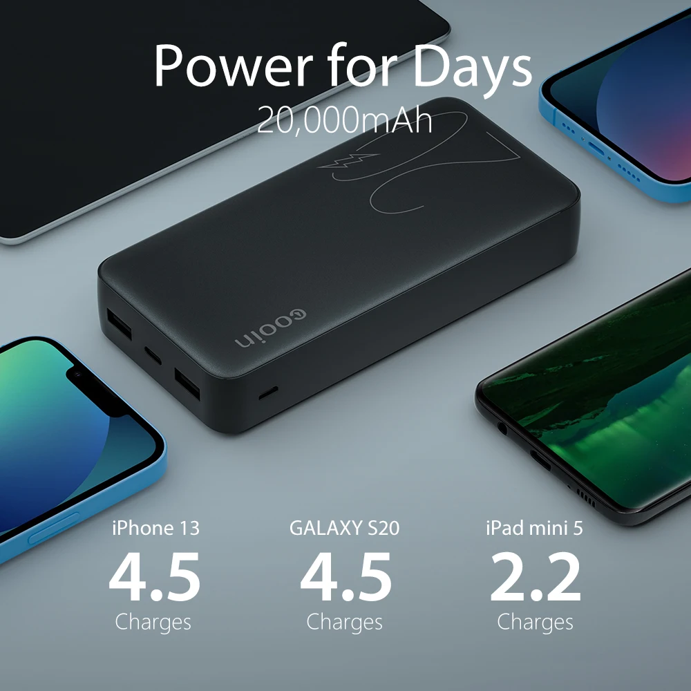 COOIN Power Bank Fast Charg 20000mah External Battery Bank Fast Portable Charger Powerbank 22.5W for Xiaomi Iphone 13 Huawei PAD 10000 mah