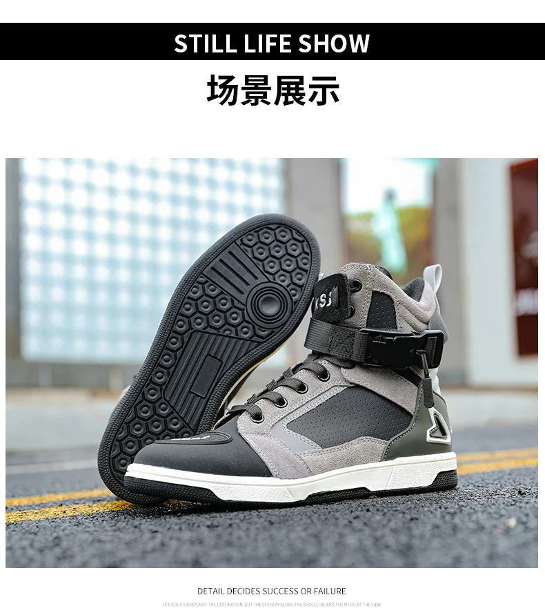 Men Motorcycle Boots Breathable Anti Slip Riding Shoes for Road Racing Casual Biker Gear