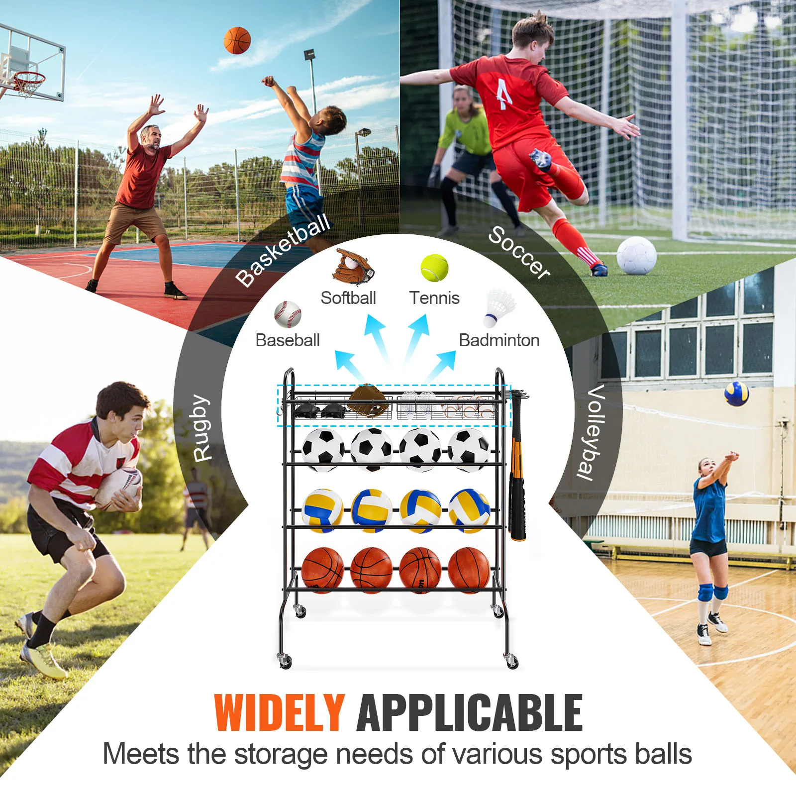 4-Layer Rolling Basketball Rack – Shooting Training & Storage 6