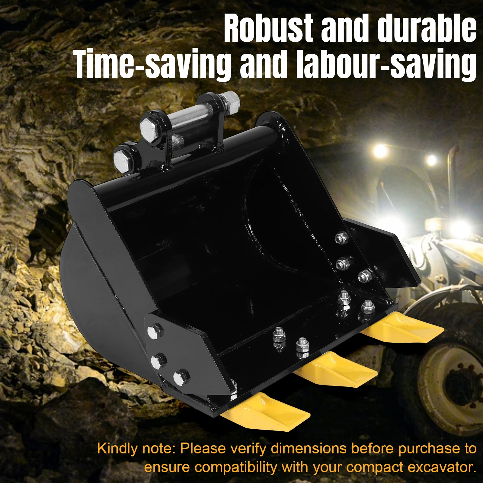 15.75in/400mm Heavy Excavator Attachment 0.98in Hole Mini Trench Bucket 3.46in Center Wheelbase Compatible with 0.8-1.8T Diggers