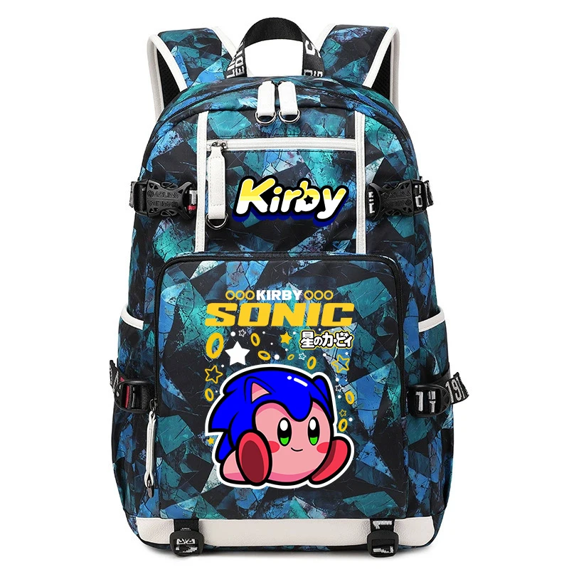 Kirby Cartoon Print Student Backpack Large Capacity Travel School Bag for Kids Teens 1