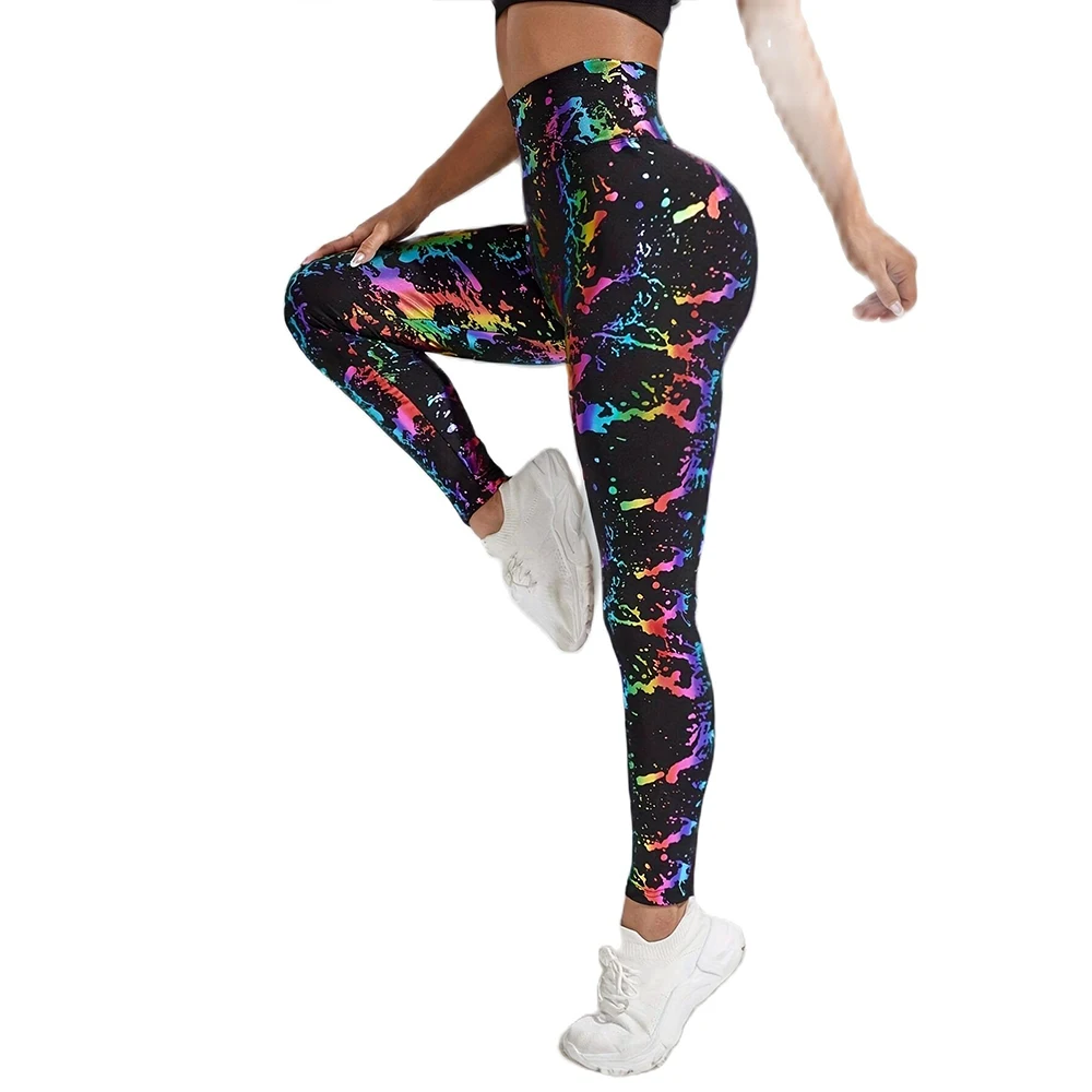 

JSC Women Jogging Gym Leggings New Style High Waisted Yoga Pants For Gym Girls Stripe Patchwork Tummy Control Compression Tights