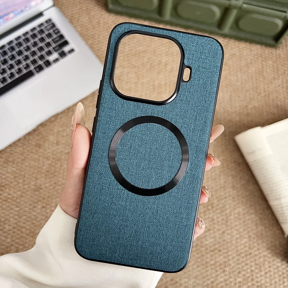 MagSafe Magnetic Leather Wireless Charging Case with Luxury Cloth Design