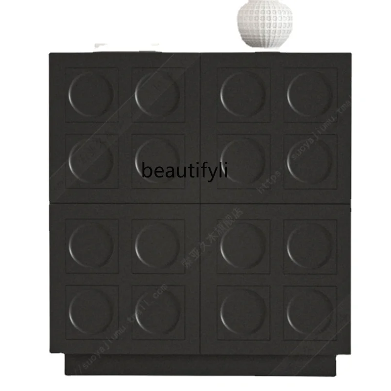 

French Solid Wood Narrow Sideboard Cabinet Modern Simple and Light Luxury Living Room Locker Doorway Entrance Cabinet