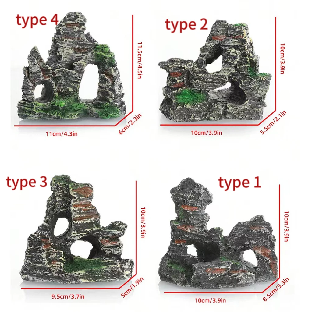 Fish Tank Landscaping Ornamental Rockery Simulation Resin Process Aquarium Decoration Explosive Rock Decoration Fish Hiding Cave 2