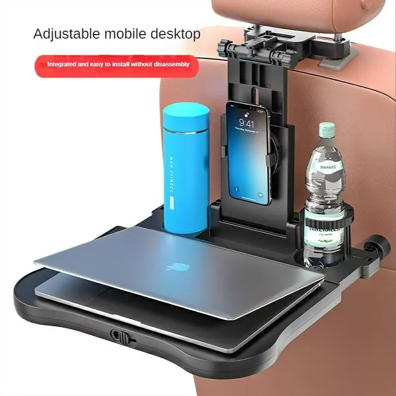 

Adjustable car computer small table board cartoon pattern car seat back meal tray water cup beverage rack mobile phone bracket
