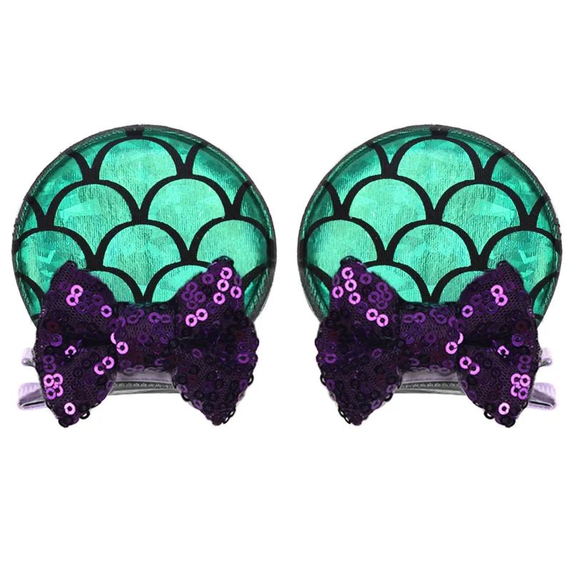 Disney Cartoon 2.8'' Sequins Mouse Ears Bow Clips Glitter Hairpins Girls Festival Hairgrip Party Barrettes Kids Hair Accessories