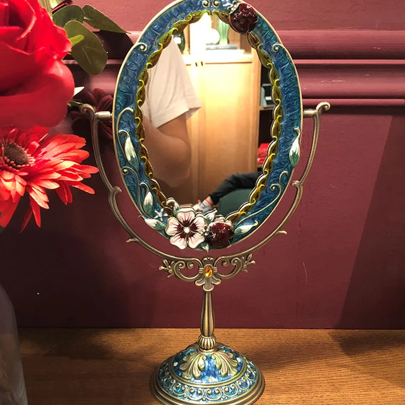 

Round Cosmetic Table Decorative Mirror Bathroom Vintage Vanity Boho Aesthetic Mirror Room Decor Miroir Home Design Exsuryse