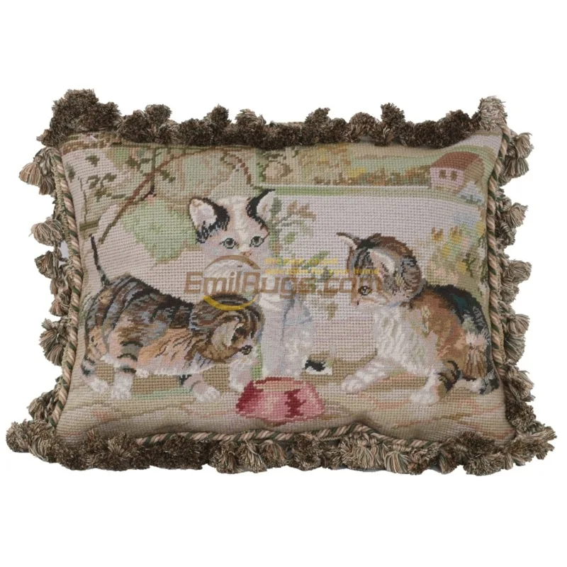 

Floss more high-end needlepoint pillow national woven pillows American art embroidery cushion for leaning on the east