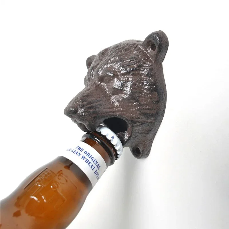 Description Picture 2 of itemCreative Cast Iron Bear Head Bottle Opener Wall Beer Open Bottle Bar Restaurant Fixed Wall Opener