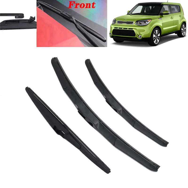 CarWiperFrontRearWindscreenWiperBladesSetForKiaSoulMK22014