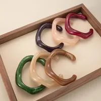 Fashion Unique Irregular Acrylic Cuff Bracelets for Women Simple Texture Multicolor Geometric Open Bangle Female Jewelry