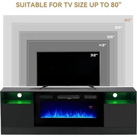 36in Electric Fireplace, LED Light Entertainment Center, Dark Wood Grain TV Stand for TVs up to 80 6